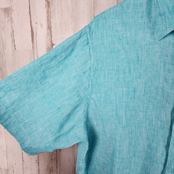 Lands' End Button Down Casual Shirt Teal Size Medium - Picture 7 of 10